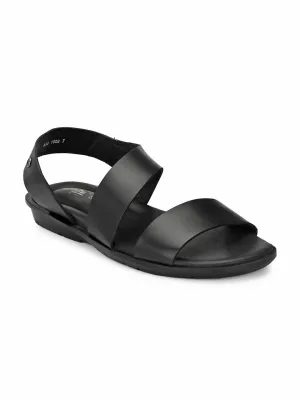 Hitz Men's Black Leather Slip on Sandals