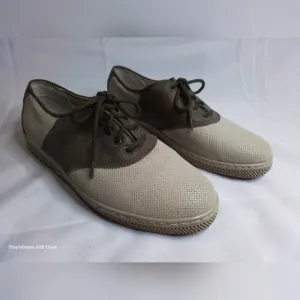 HTF Travel Fox Sneakers SADDLE SHOES Tan &amp; Brown Neutral Mens sz 10