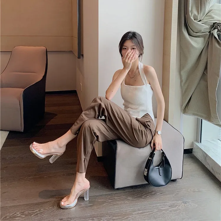 Jessa Clear Strap Platform Heeled Mules