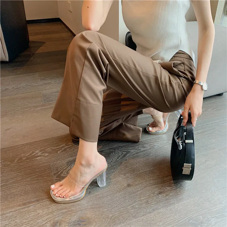 Jessa Clear Strap Platform Heeled Mules