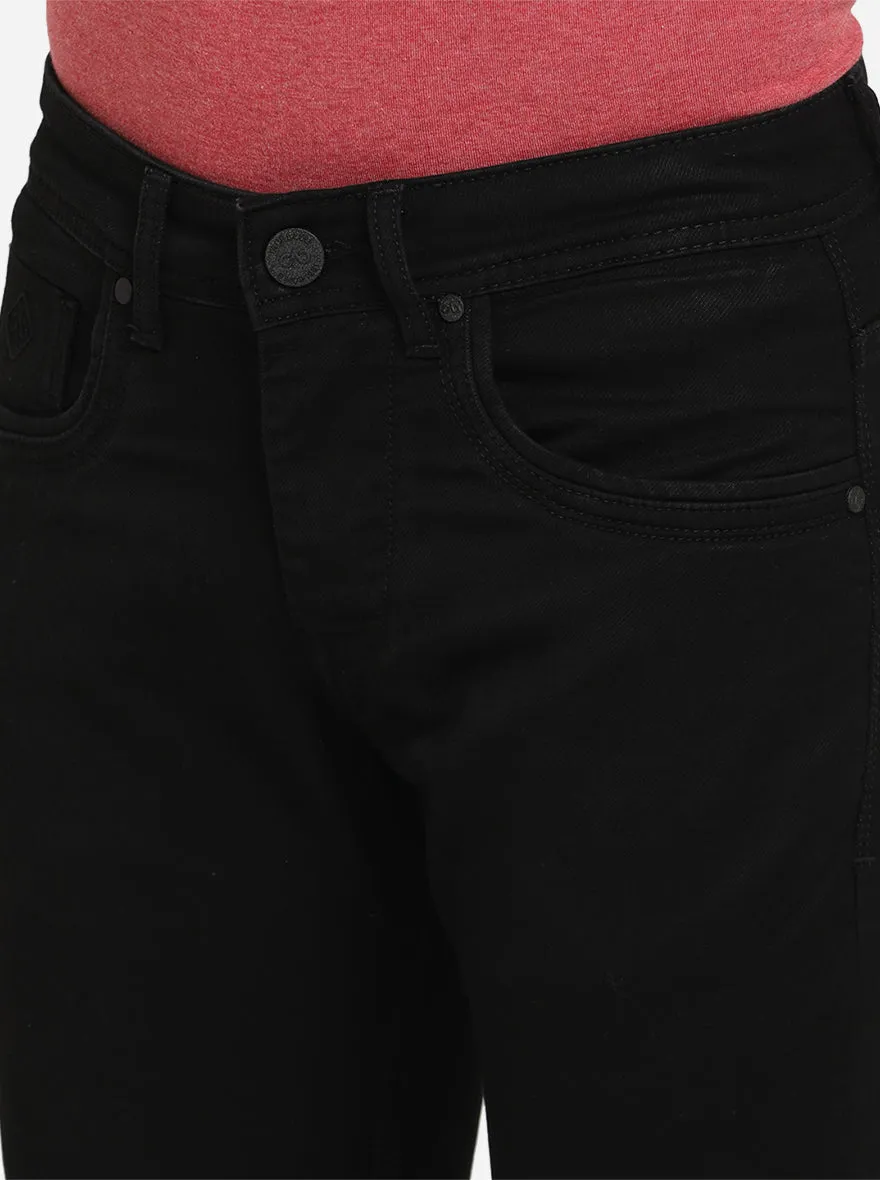 Jet Black Solid Slim Fit Jeans | JadeBlue