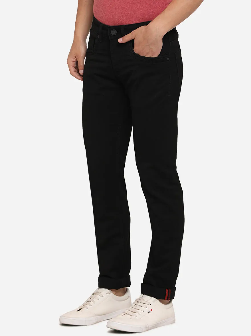 Jet Black Solid Slim Fit Jeans | JadeBlue
