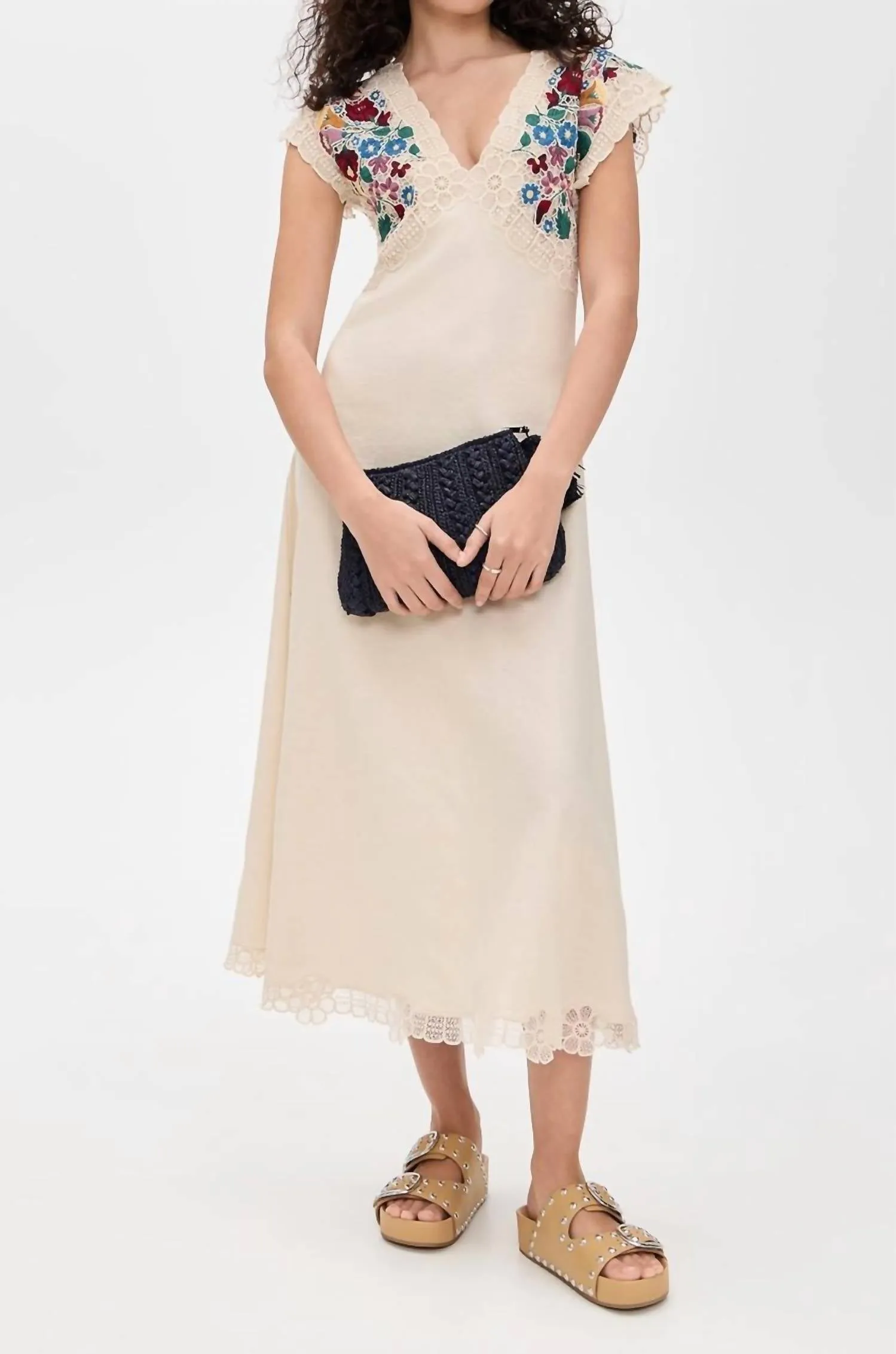 Katharine Embroidery Dress In Multi