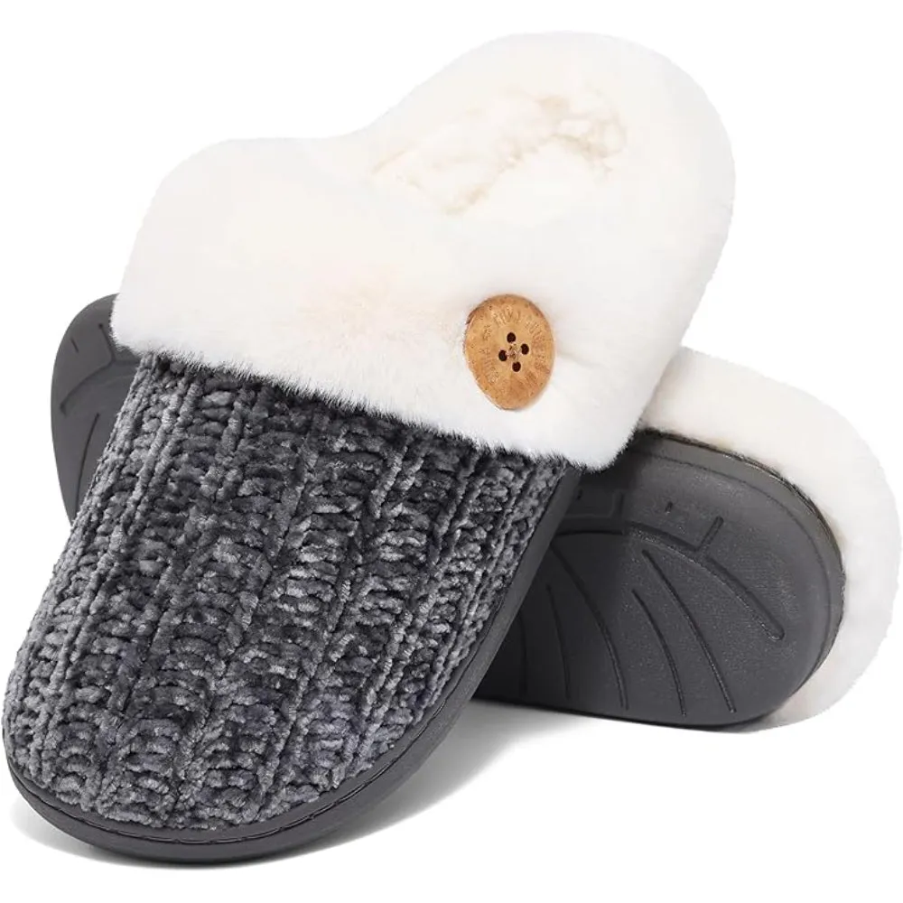Knitted House Sandals with Memory Foam And Plush Lining