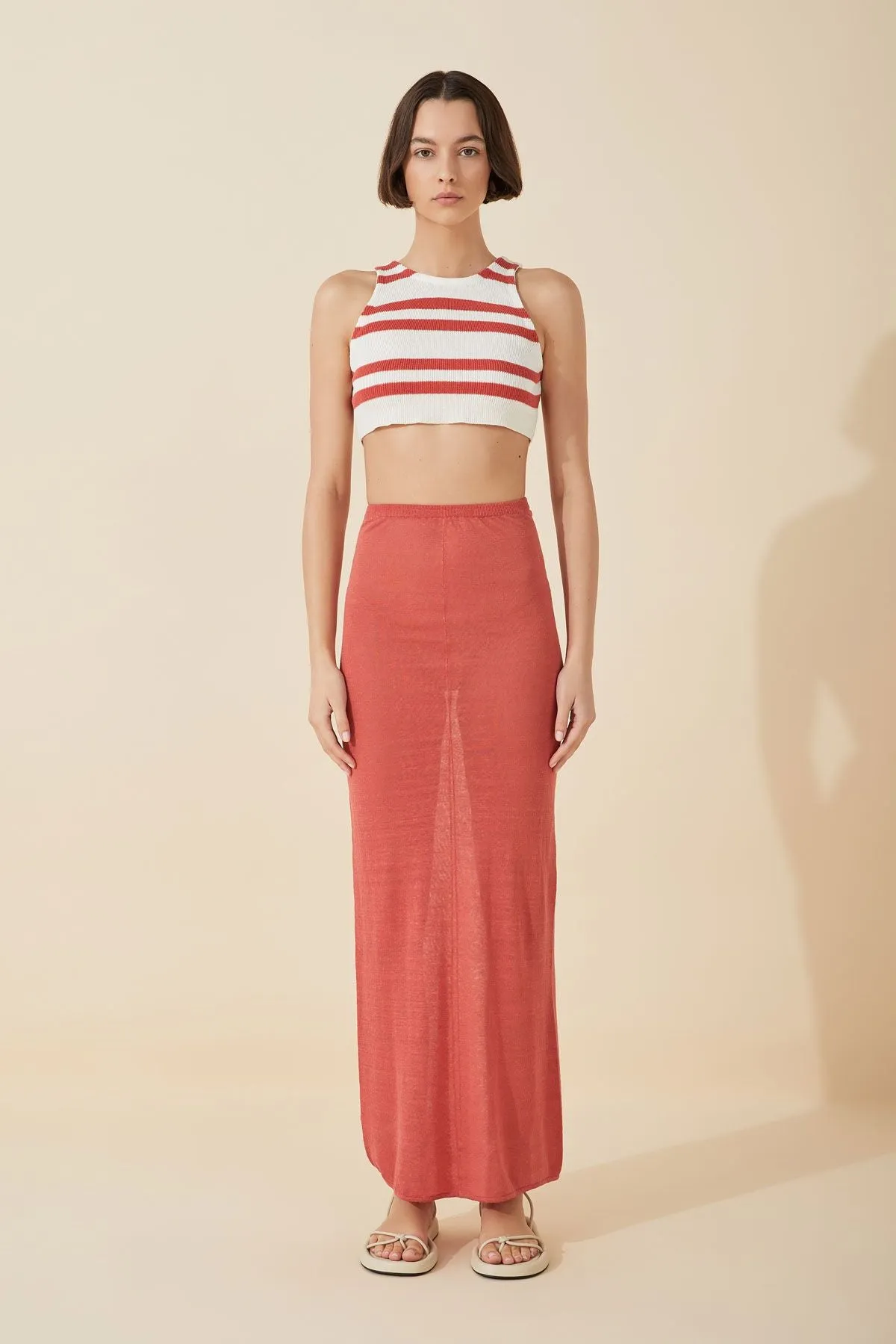 KNITTED ORGANIC LINEN BLEND SKIRT