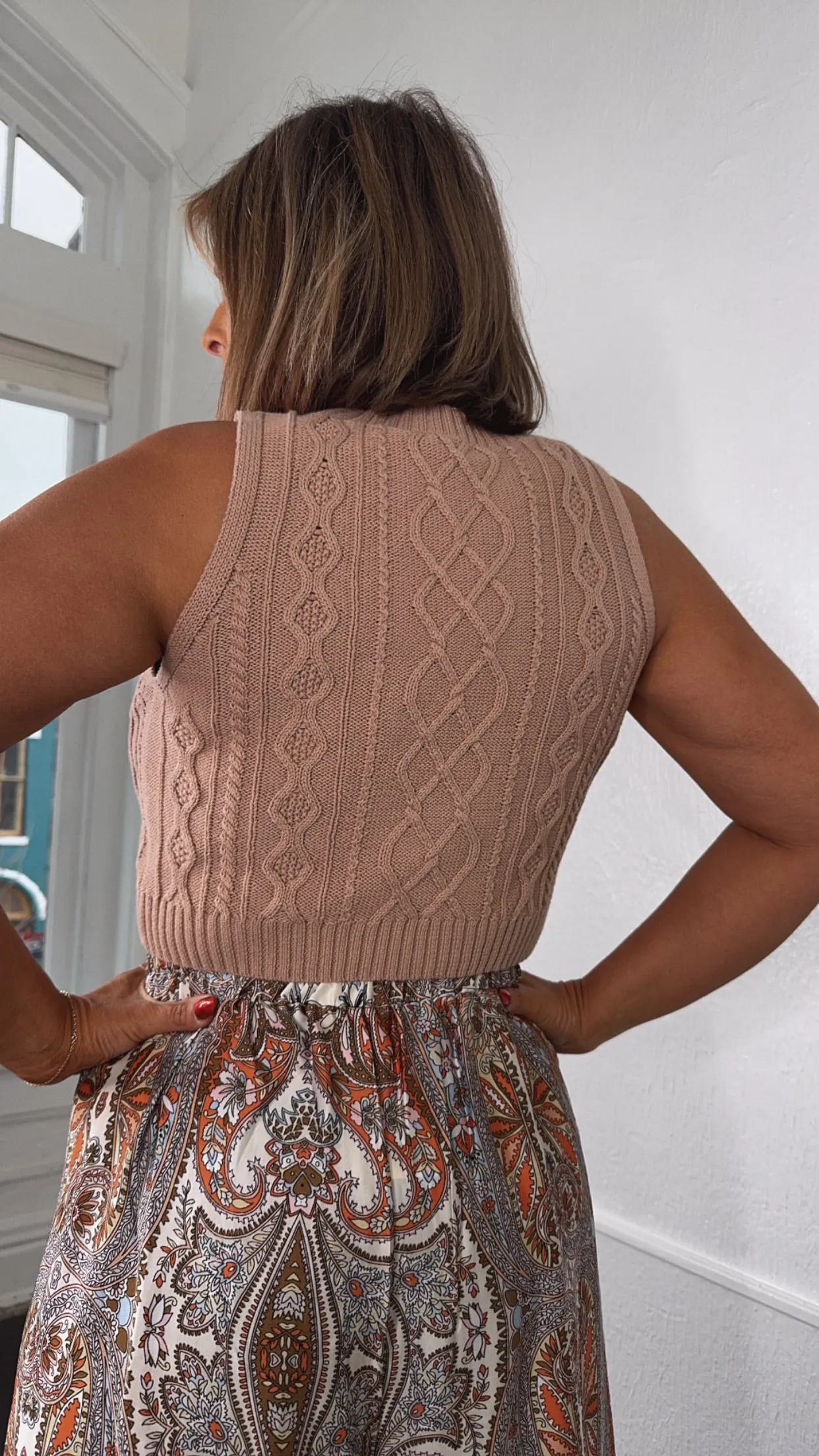 Kylie Sweater Tank Top, Tan