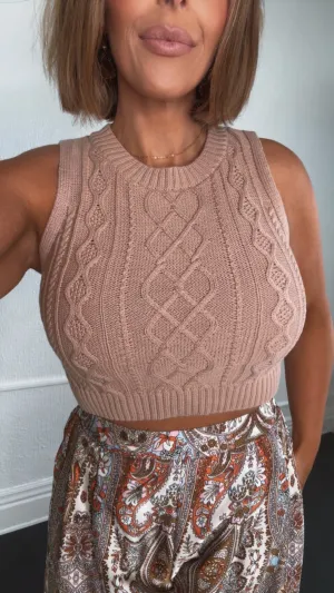 Kylie Sweater Tank Top, Tan