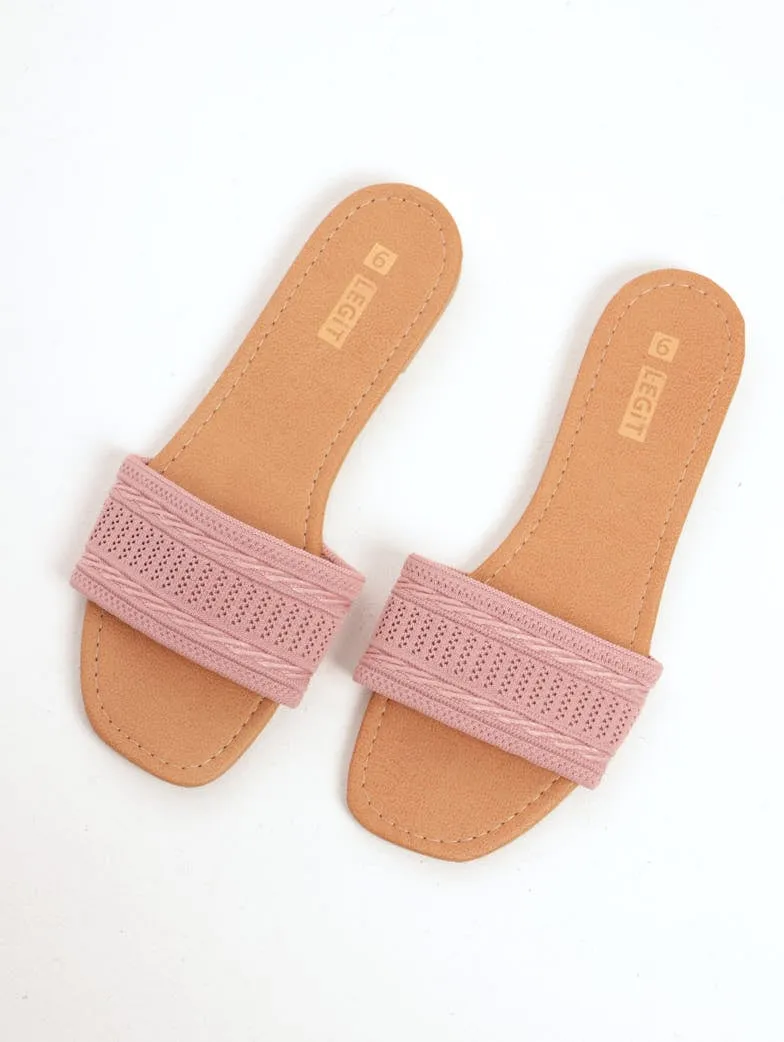 Ladies Basic Knitted Mule Sandal - Blush