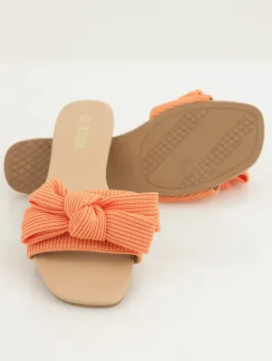 Ladies Knitted Bow Mule Sandal - Orange