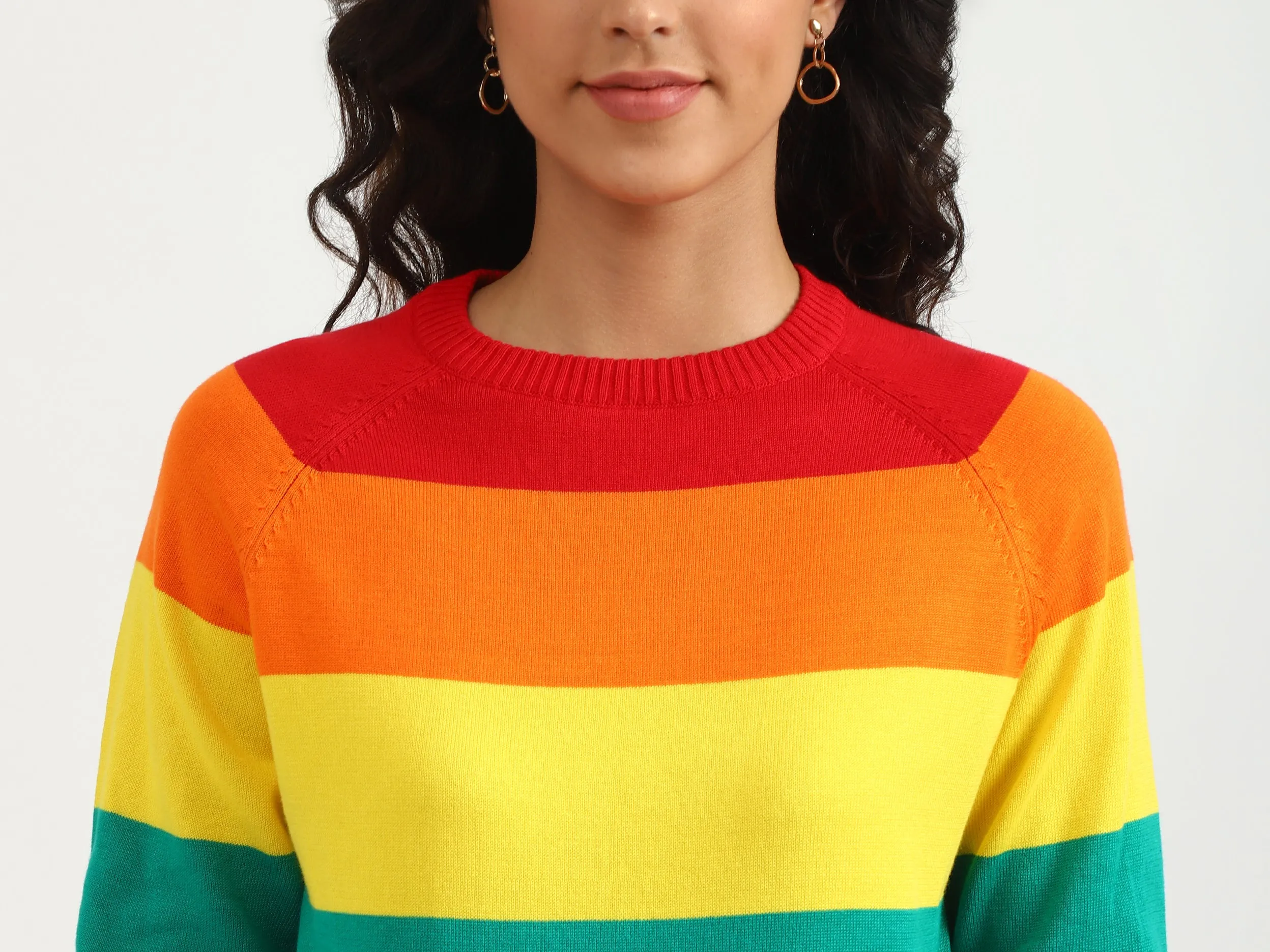 Ladies Long Sleeve Stripe Sweater