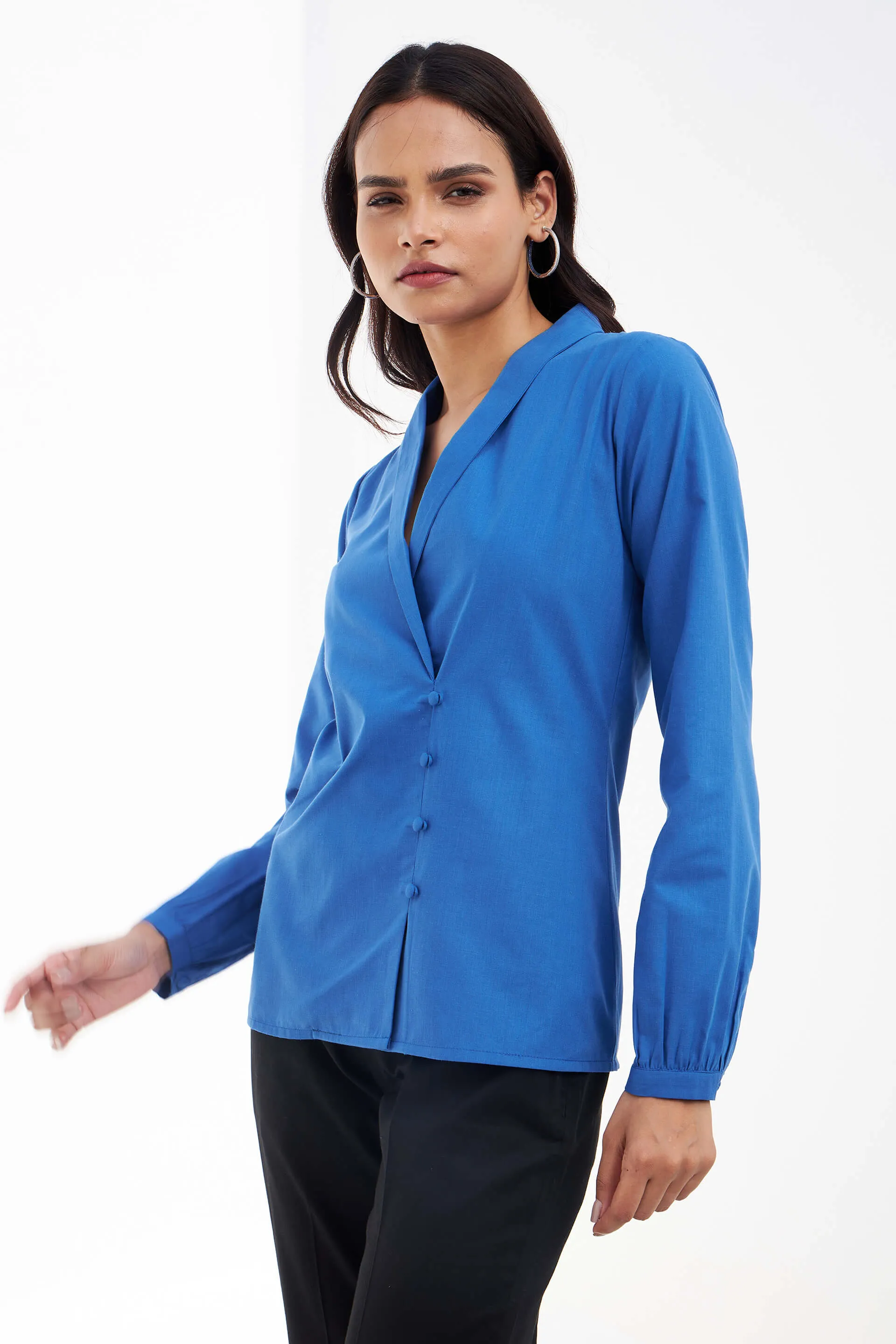 Lagos Faux Wrap Top - Cobalt Blue