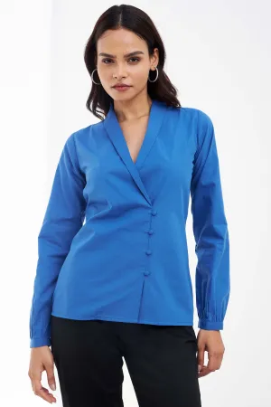 Lagos Faux Wrap Top - Cobalt Blue