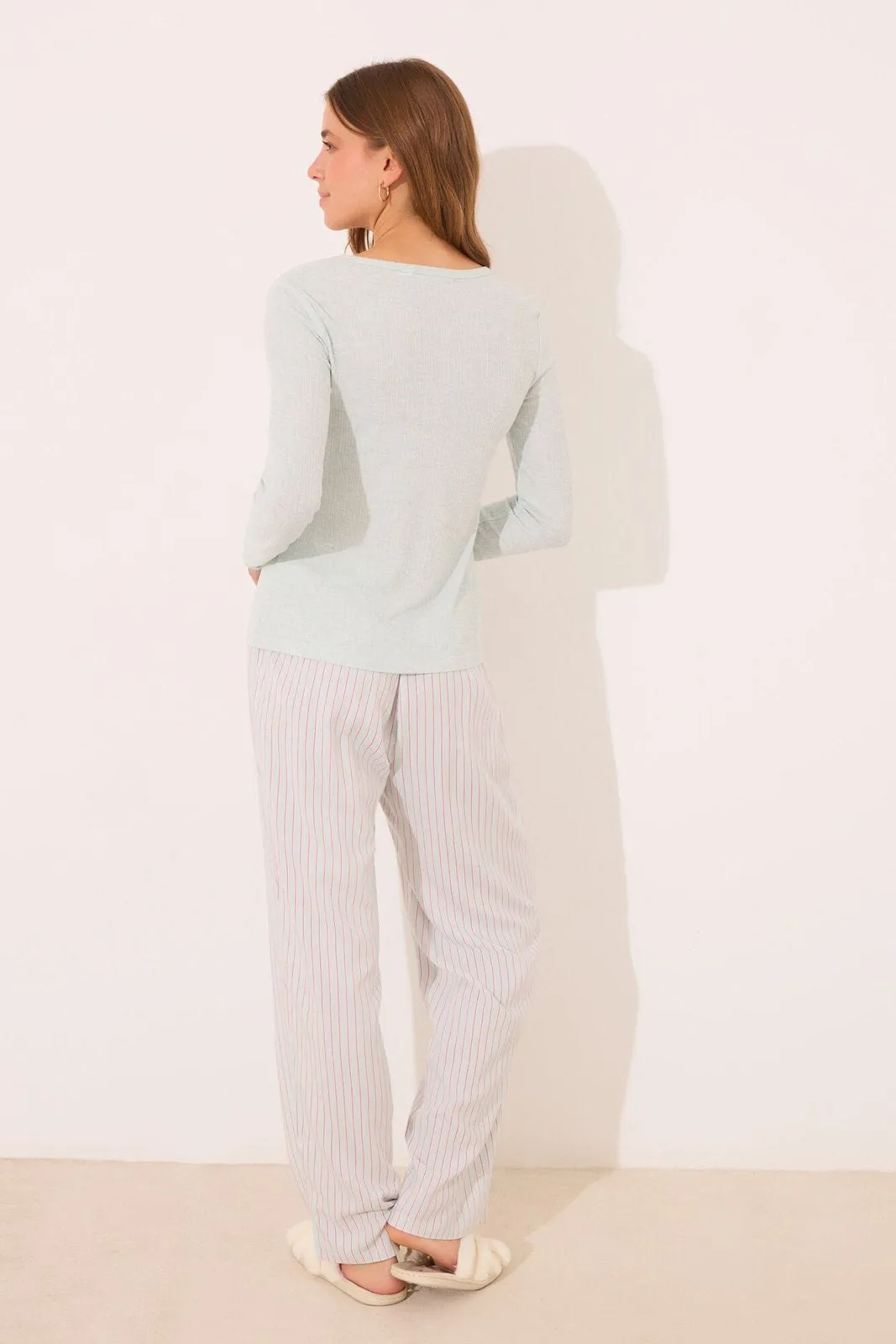 Long pyjamas with green striped - Green