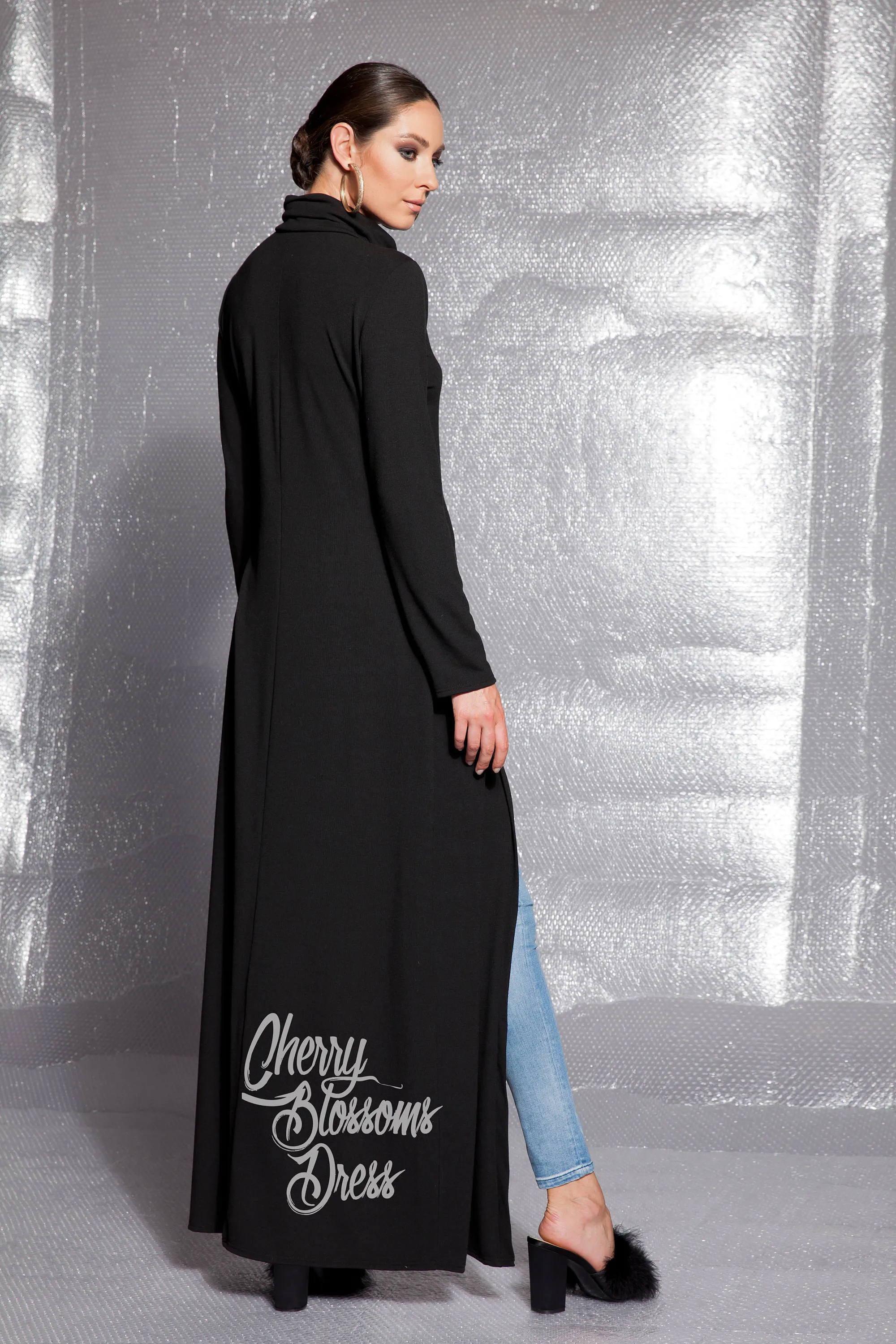 Long Tunic Dress, Black Tunic Dress, Comfortable Tunic Dress, Extravagant Casual Top, Avant garde dress, Winter Dress, Turtleneck Dress