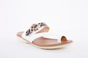 LUNAR - JLH152 Larkin Leopard Toe Loop Sandal White