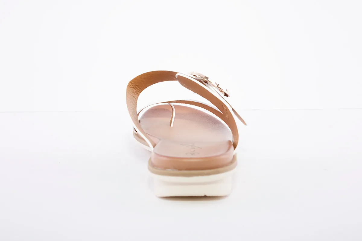 LUNAR - JLH152 Larkin Leopard Toe Loop Sandal White