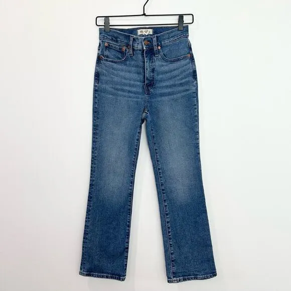 Madewell Cali Demi Boot Jeans in Glenside Wash Cropped Denim 25