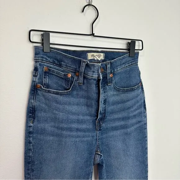 Madewell Cali Demi Boot Jeans in Glenside Wash Cropped Denim 25