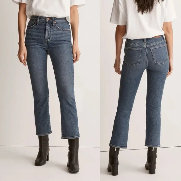 Madewell Cali Demi-Boot Jeans in Glenside Wash size 30 blue high rise crop ng351