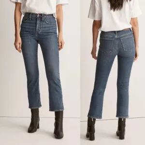 Madewell Cali Demi-Boot Jeans in Glenside Wash size 30 blue high rise crop ng351
