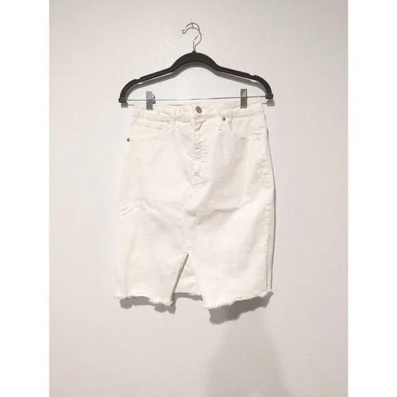 Madewell Stretch Denim Pegged Skirt in Tile White: Cutout Edition