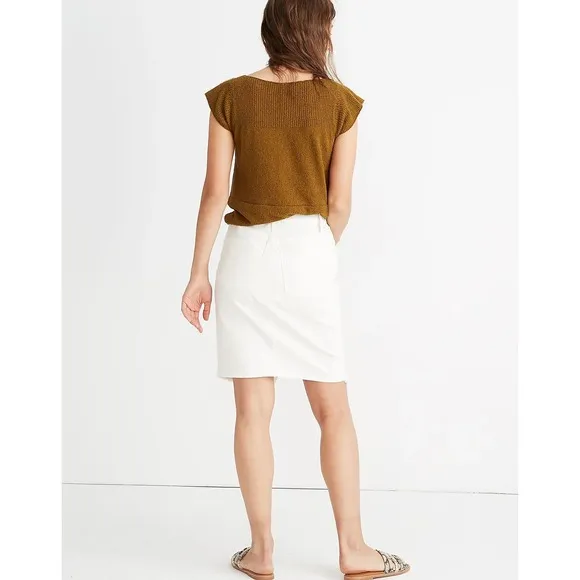 Madewell Stretch Denim Pegged Skirt in Tile White: Cutout Edition