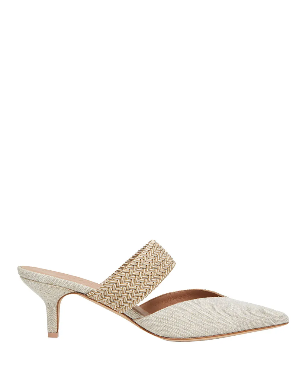 Maisie Linen Strap Mule in Cream and Beige