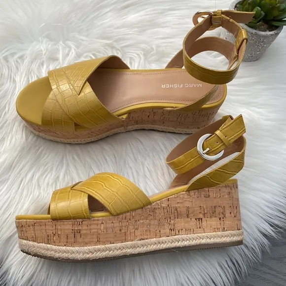 Marc Fisher yellow platform sandal
