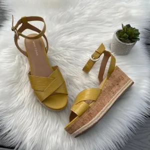 Marc Fisher yellow platform sandal