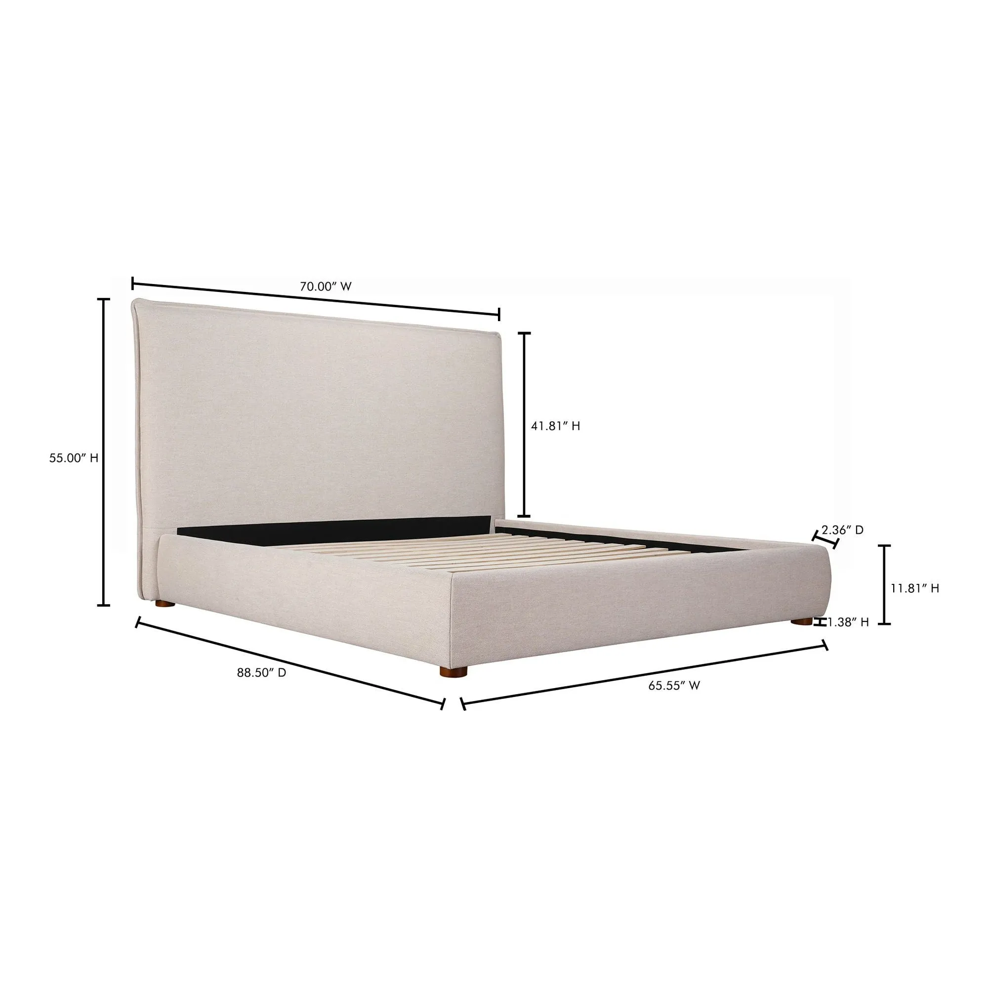 Moe's Home Collection Luzon Wheat Upholstered Queen Size Bed With Tall Headboard