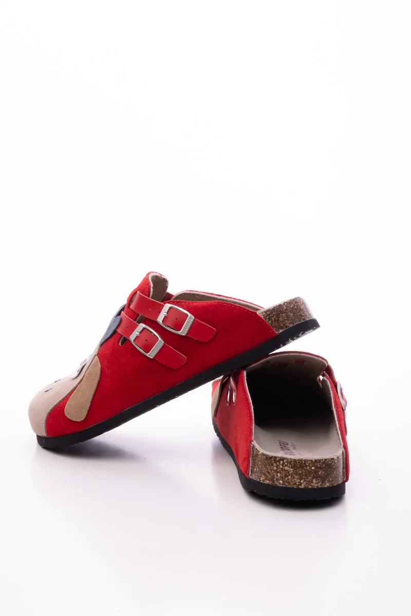 Moo Moo Baa Baa Double Strap Suede Clog - Red