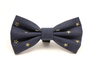 Navy and Gold Star Dog Bow Tie