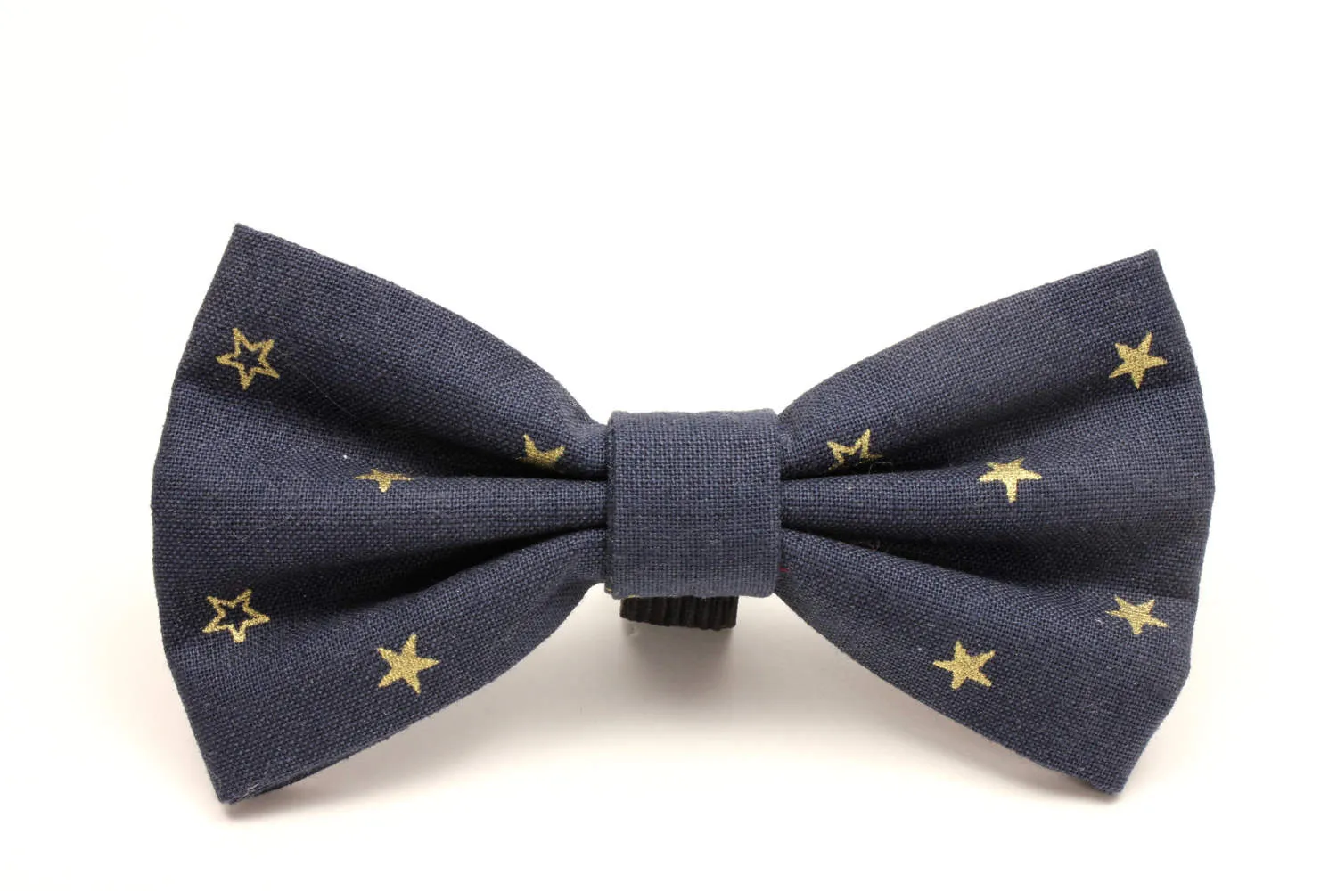 Navy and Gold Star Dog Bow Tie