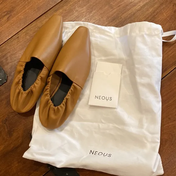 New Neous Pointy Flats in Camel size 37