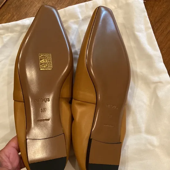 New Neous Pointy Flats in Camel size 37