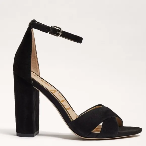 NWOT Sam Edelman Yancy Suede Block Heel Sandals in Black
