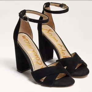 NWOT Sam Edelman Yancy Suede Block Heel Sandals in Black