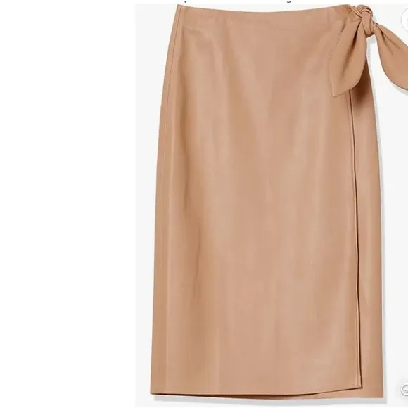 NWT  7 For All Mankind Women's Vegan Leather Wrap Midi Skirt Large