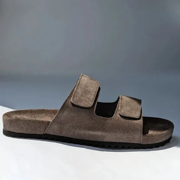 NWT The Men's Store Bloomingdale's Two Strap Grey Sandals Size 8 (MSRP $145)