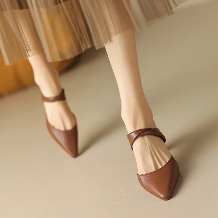 Off-White Brown Black Block Heel Strap Mules #001103