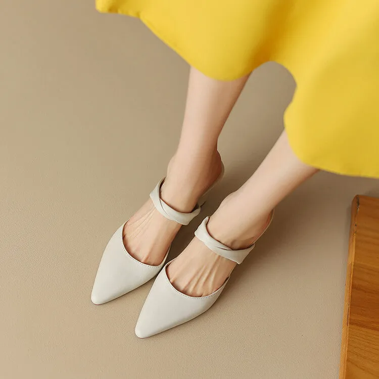 Off-White Brown Black Block Heel Strap Mules #001103