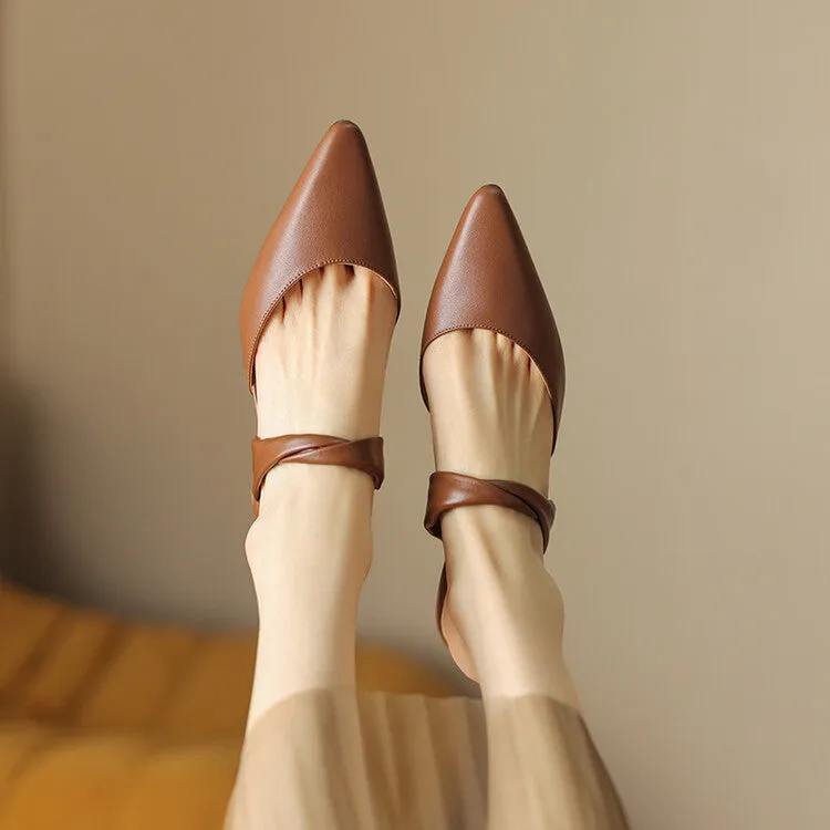 Off-White Brown Black Block Heel Strap Mules #001103