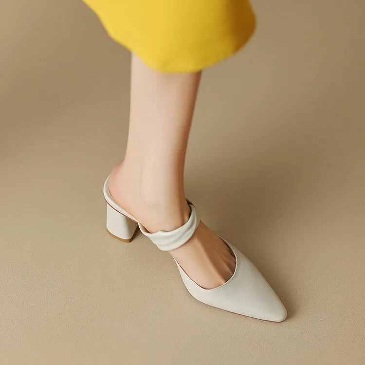 Off-White Brown Black Block Heel Strap Mules #001103