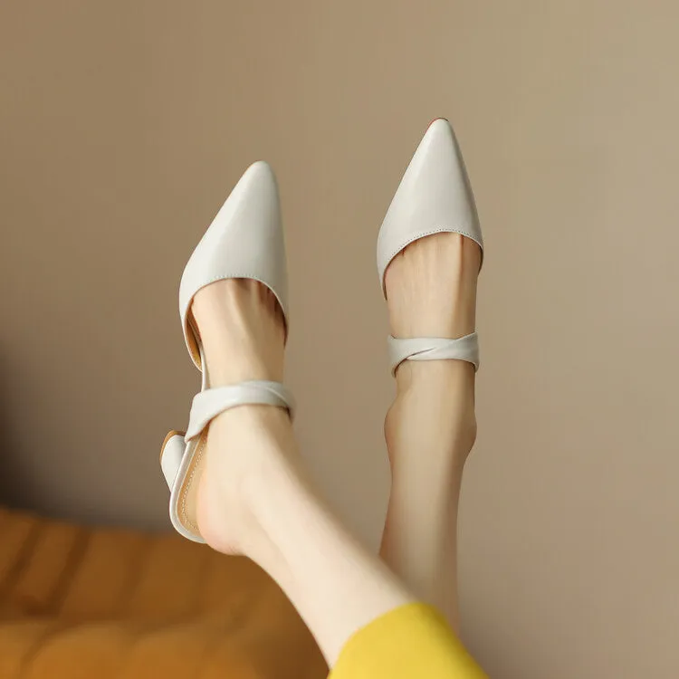 Off-White Brown Black Block Heel Strap Mules #001103