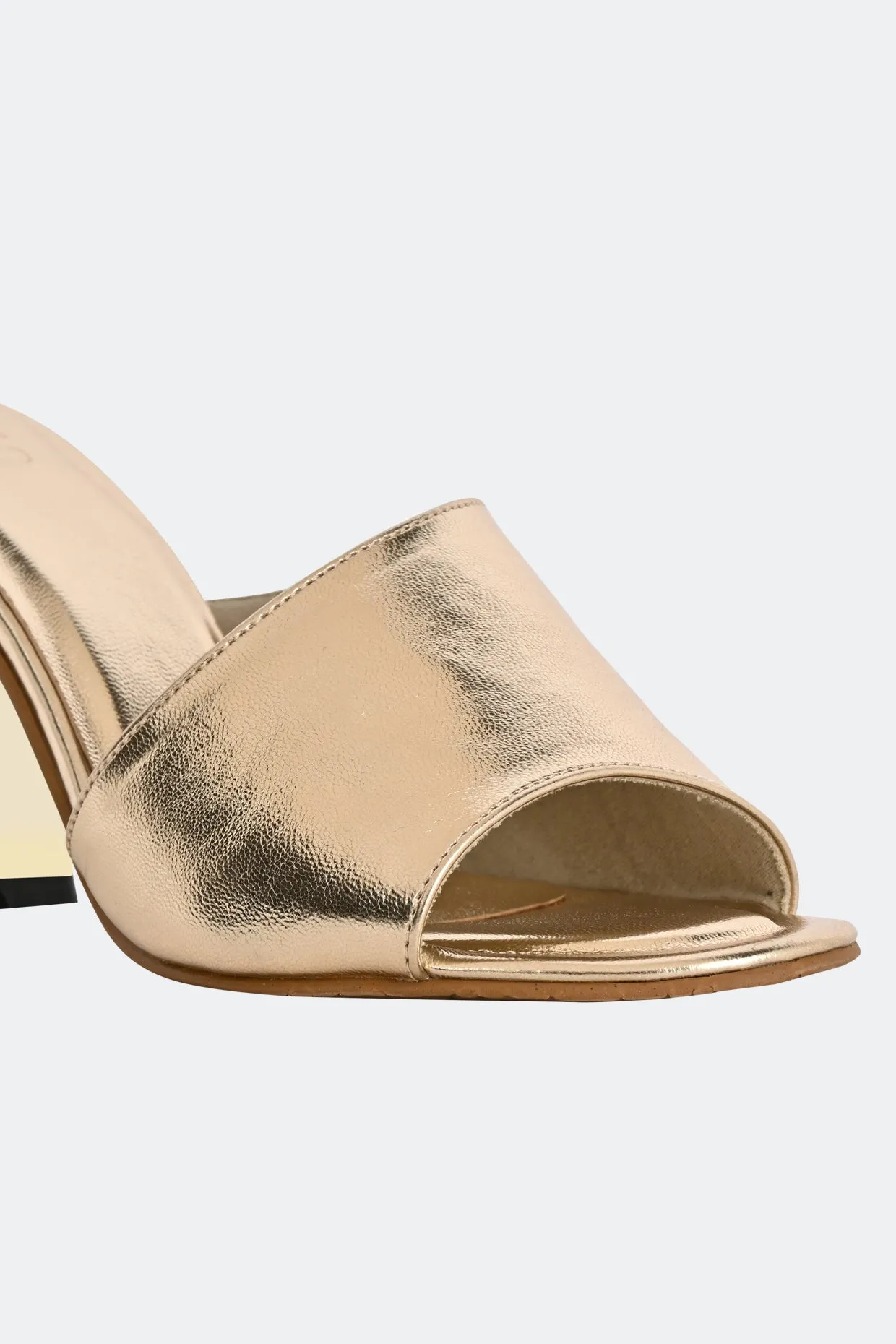 One Strap Gold Heels For Women