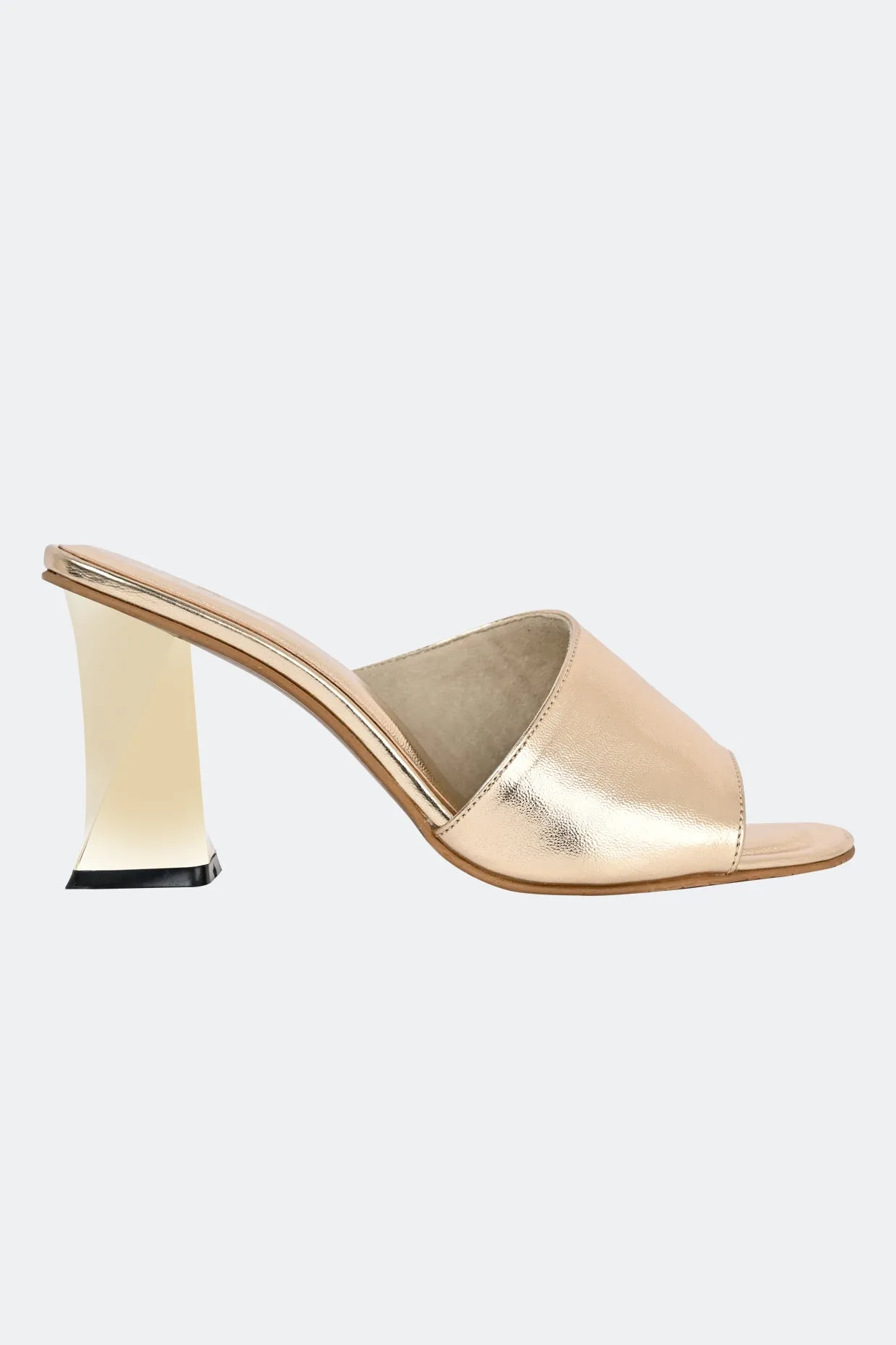 One Strap Gold Heels For Women