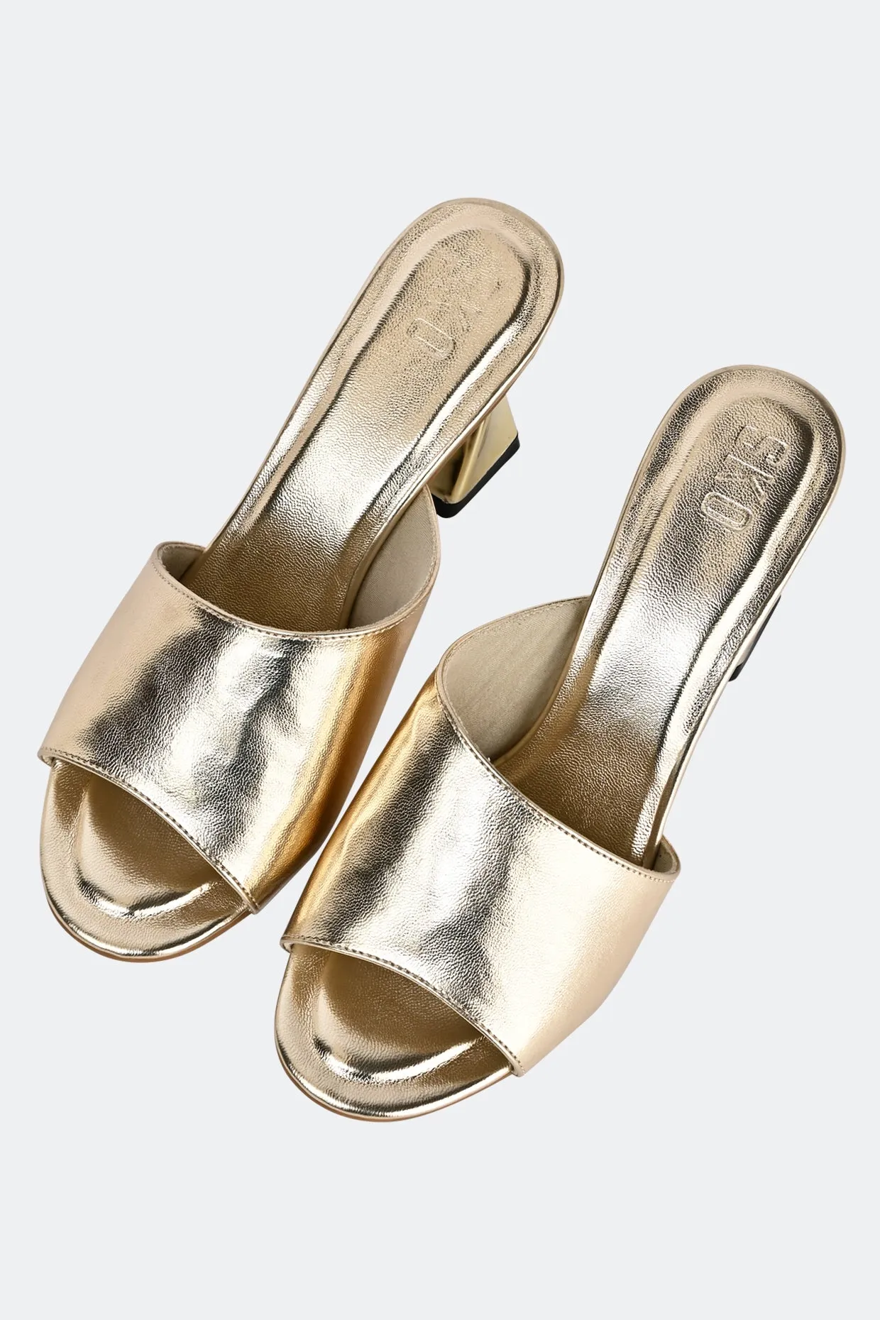 One Strap Gold Heels For Women