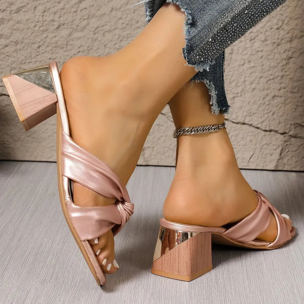 Open Toe Block Heels Sandals
