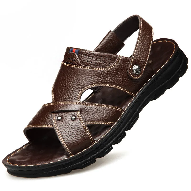 Outer Wear First Layer Leather Sandals And Slippers