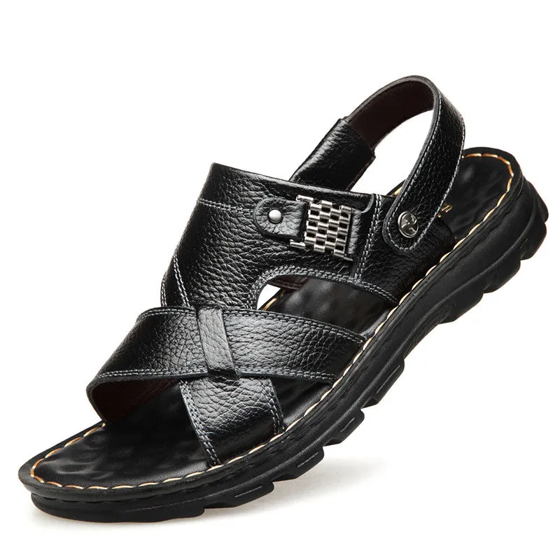Outer Wear First Layer Leather Sandals And Slippers